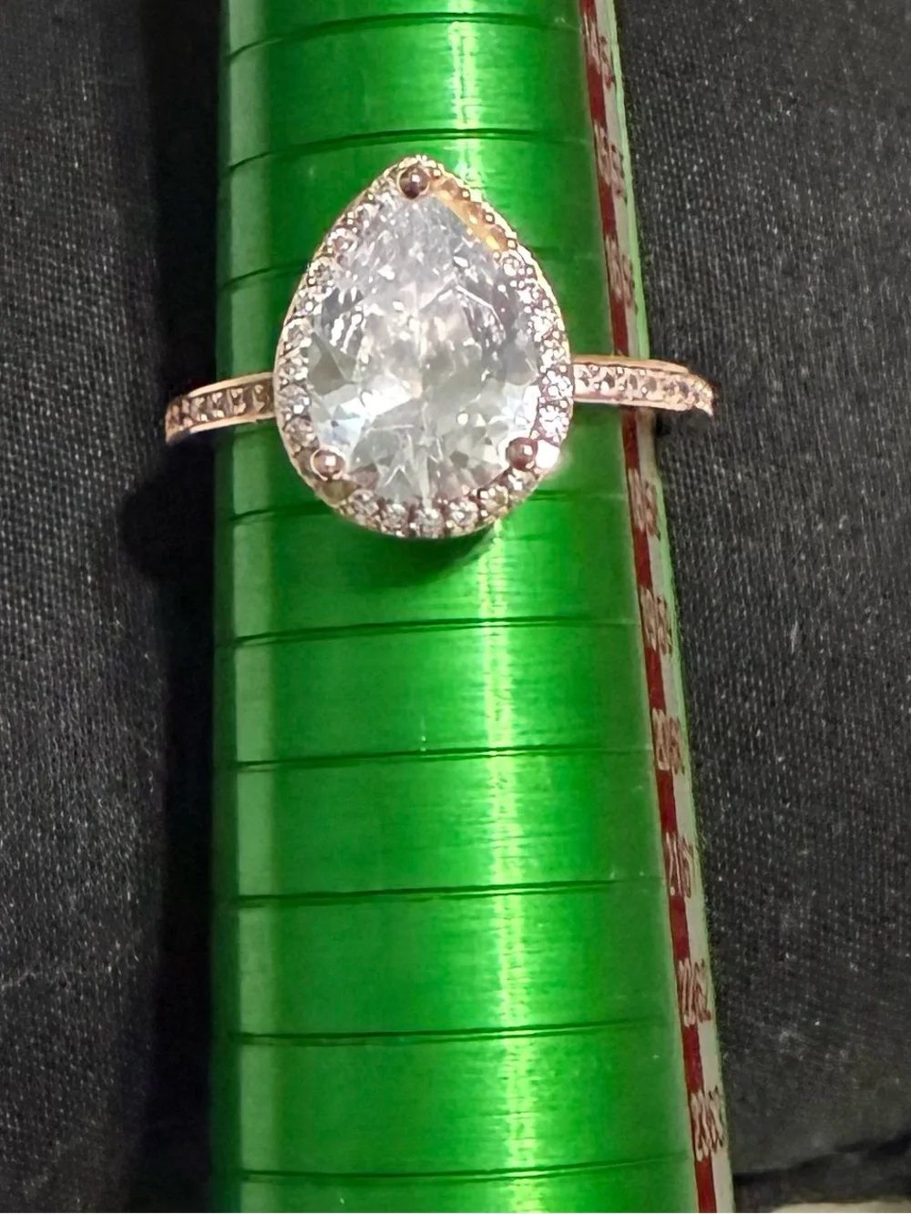 Pandora Silver Rose Gold Plated Teardrop Halo Ring with Clear Stone 8.5 - Picture 2 of 7